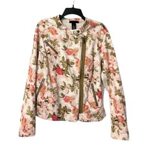 Lane Bryant Spring Floral Motorcycle Jacket Size 20